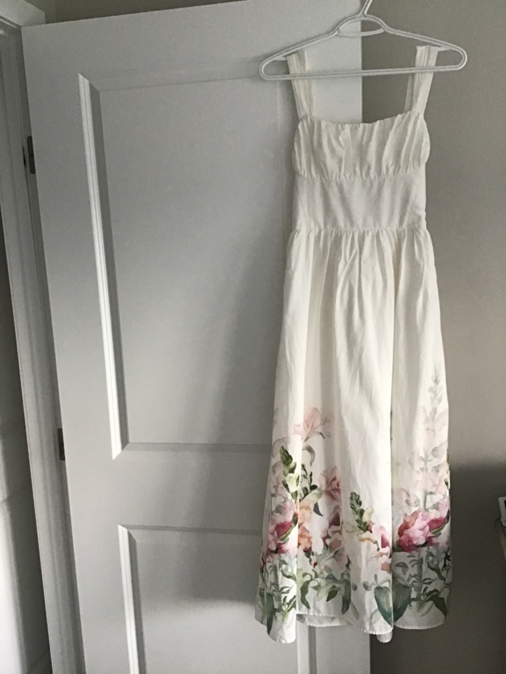Studio edition H&M cream linen watercolor floral maxi dress size small